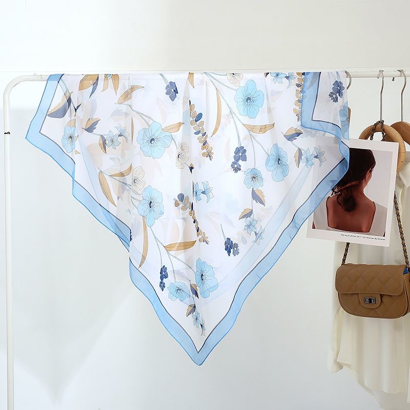 春秋雪纺印花90大方巾百搭时尚气质披肩丝巾高级感围巾长辈送礼