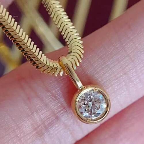 女款纯18K金钻石泡泡蛇骨项链