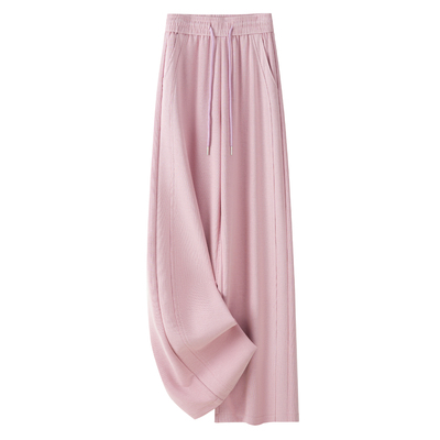 粉色休闲阔腿裤女2025新款秋季高腰显瘦宽松慵懒风垂坠感直筒长裤