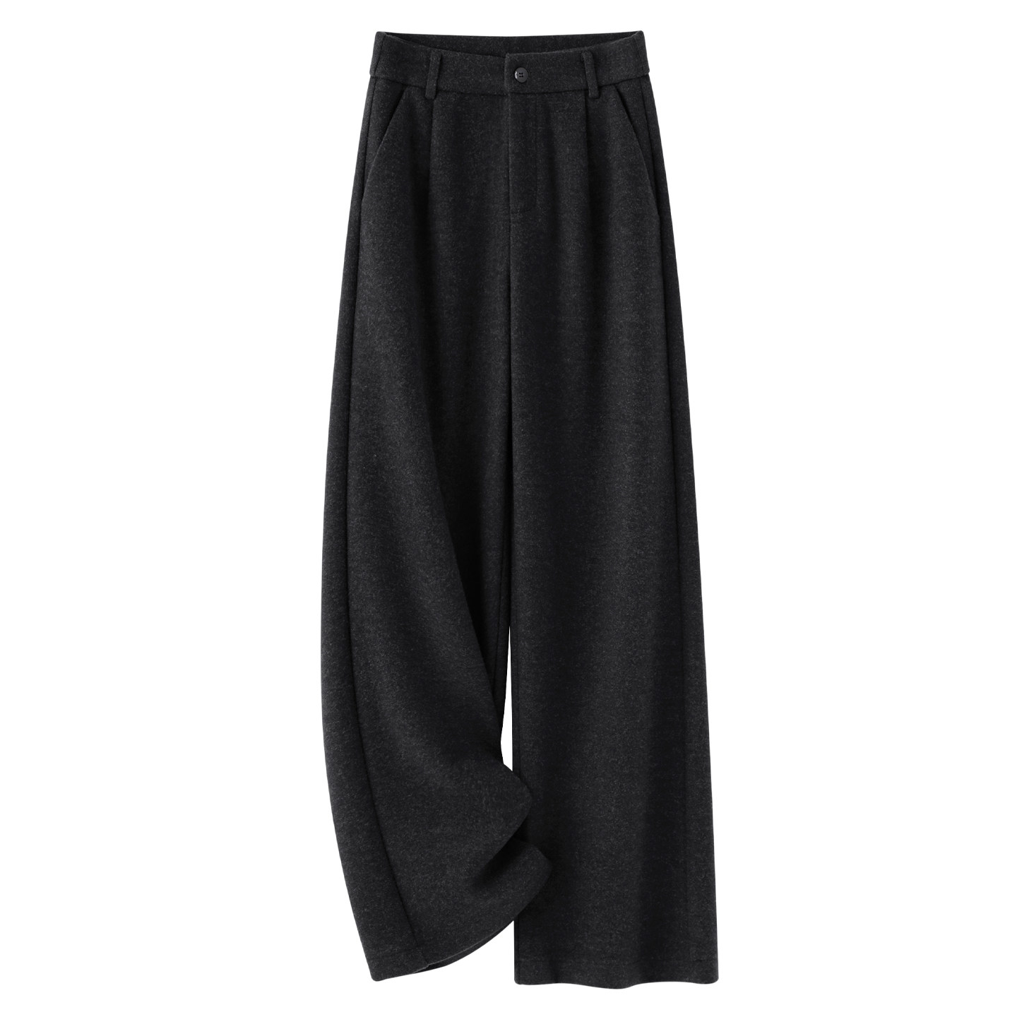 黑色毛呢阔腿裤女2025新款秋季休闲显瘦宽松梨形身材小个子直筒裤