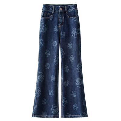 蓝色微喇牛仔裤女2025新款秋季高腰显瘦宽松美式复古垂感喇叭裤裤