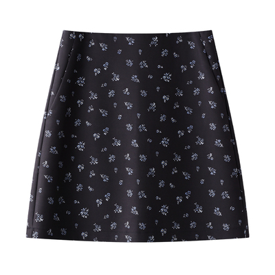黑色碎花半身裙女2025新款秋季高腰显瘦a字裙小个子包臀裙短裙子