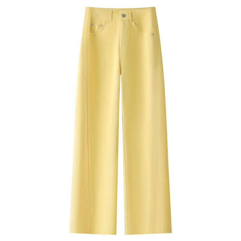 黄色阔腿牛仔裤女夏2025新款夏季垂感高级感宽松显瘦直筒裤子薄款