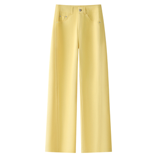 黄色阔腿牛仔裤女夏2025新款夏季垂感高级感宽松显瘦直筒裤子薄款
