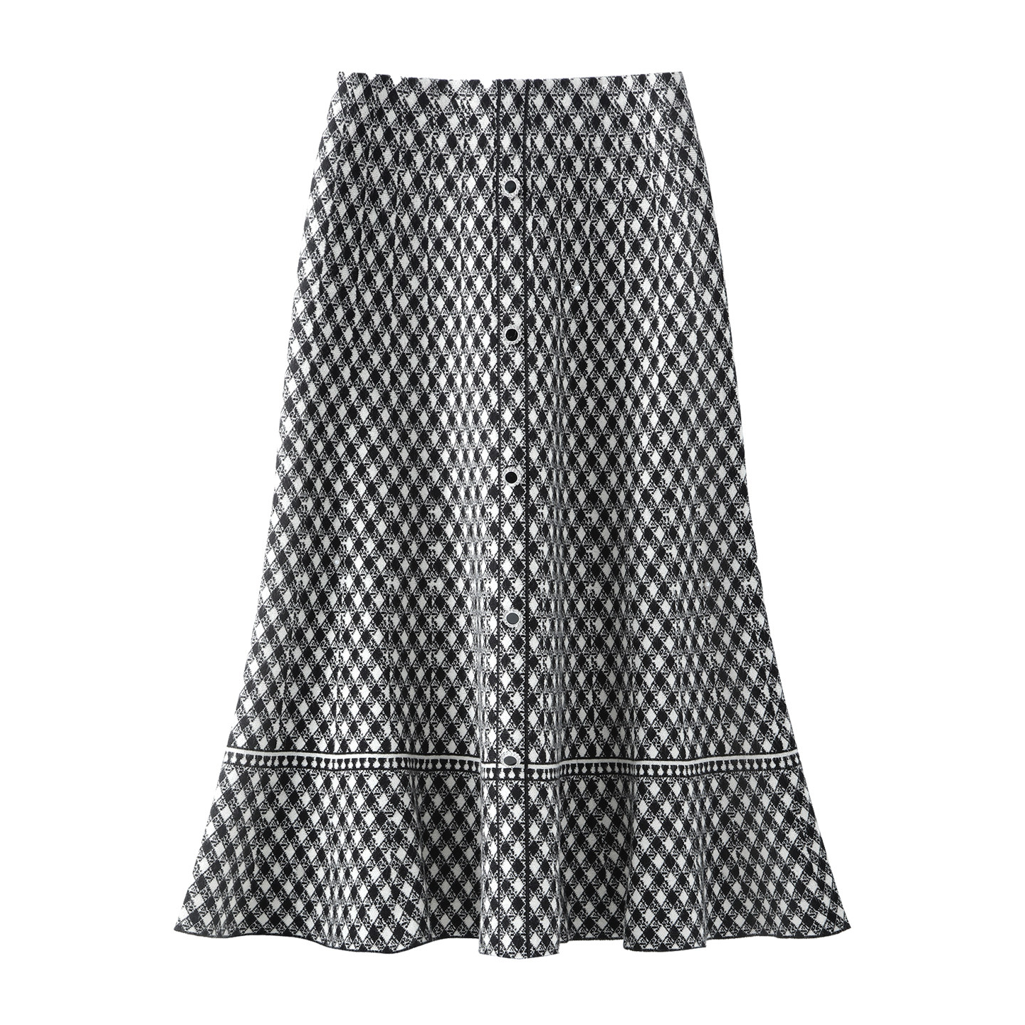 黑白千鸟格收腰半身裙女2025秋冬新款中长款高腰显瘦针织鱼尾裙