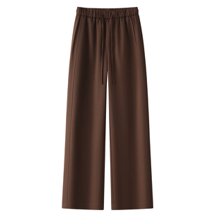 棕色阔腿裤女2025新款秋季休闲裤高腰宽松显瘦小个子直筒九分裤子
