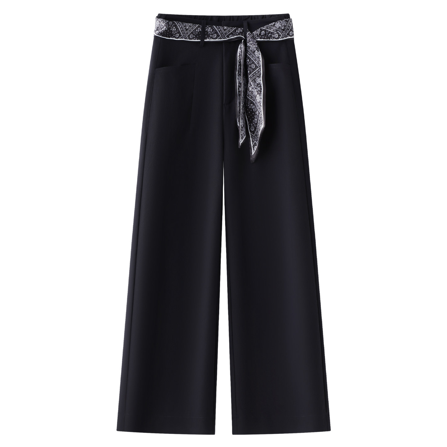 藏青色西装阔腿裤女2025新款秋季流行宽松显瘦高级垂感九分直筒裤