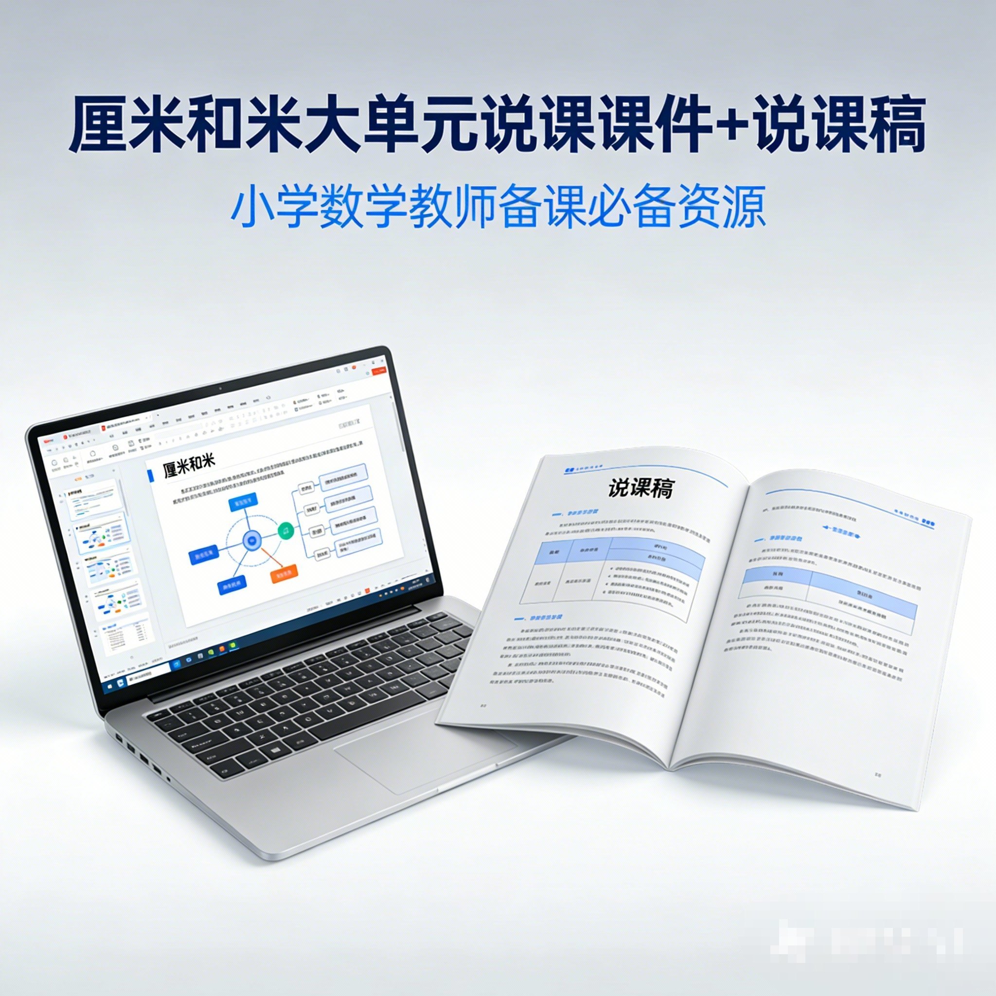 厘米和米大单元说课PPT 说课课件说课稿教学设计单元作业板书贴