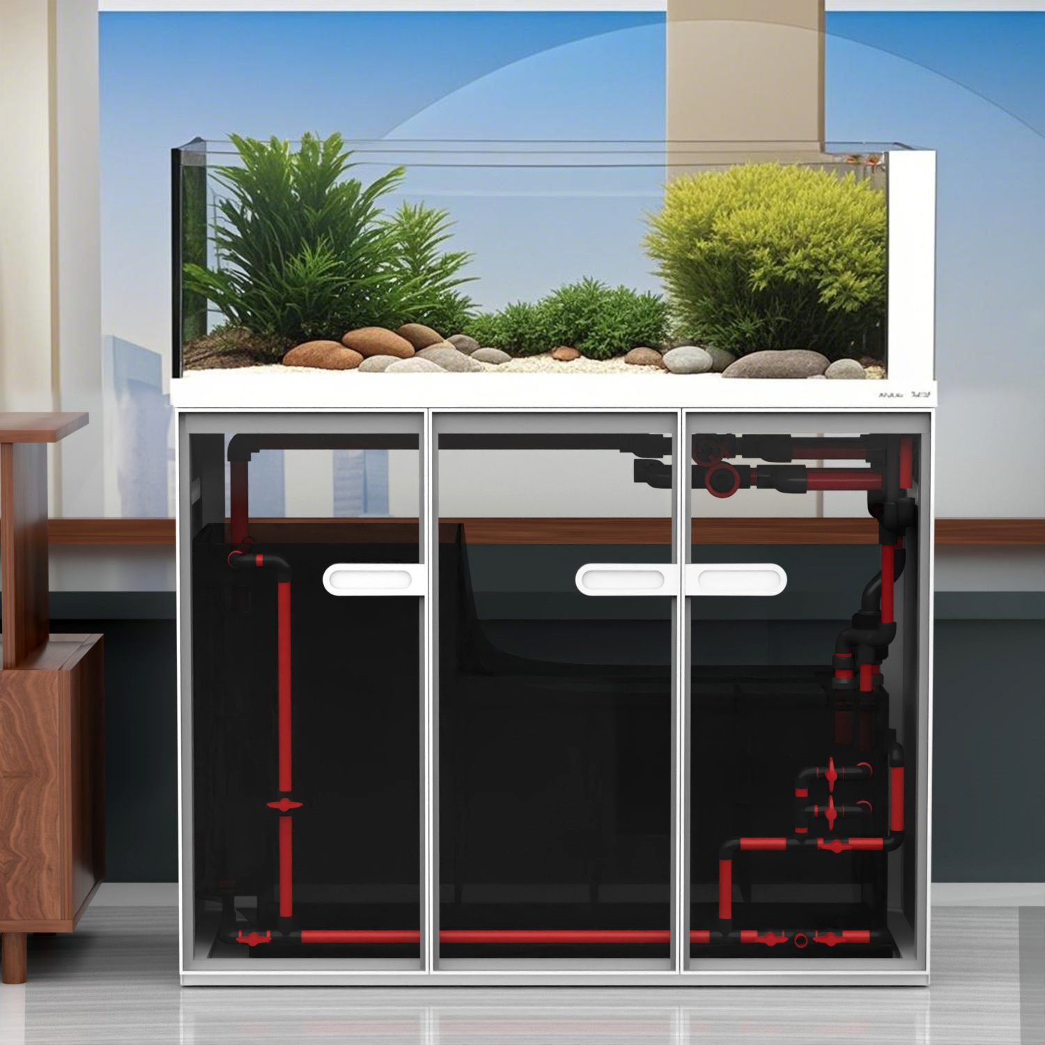 亮彩星钻溪流缸25年新款超白玻璃侧溢流灰玻底滤客厅办公室鱼缸