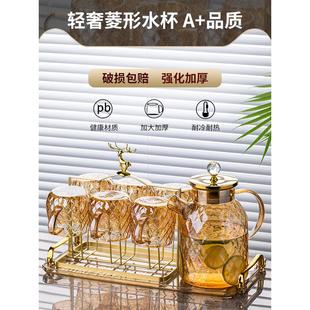 高颜值玻璃冷水壶耐高温耐热大容量凉水壶家用凉白开果汁水壶套装