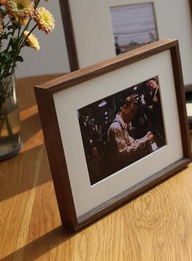 美式榫卯洗照片做成相框摆台6寸制作来图画框任意尺寸胡桃木