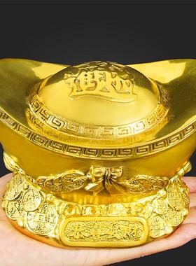 黄铜元宝摆件大号五路仿真客厅店铺工艺品财神金元宝聚宝盆装饰品