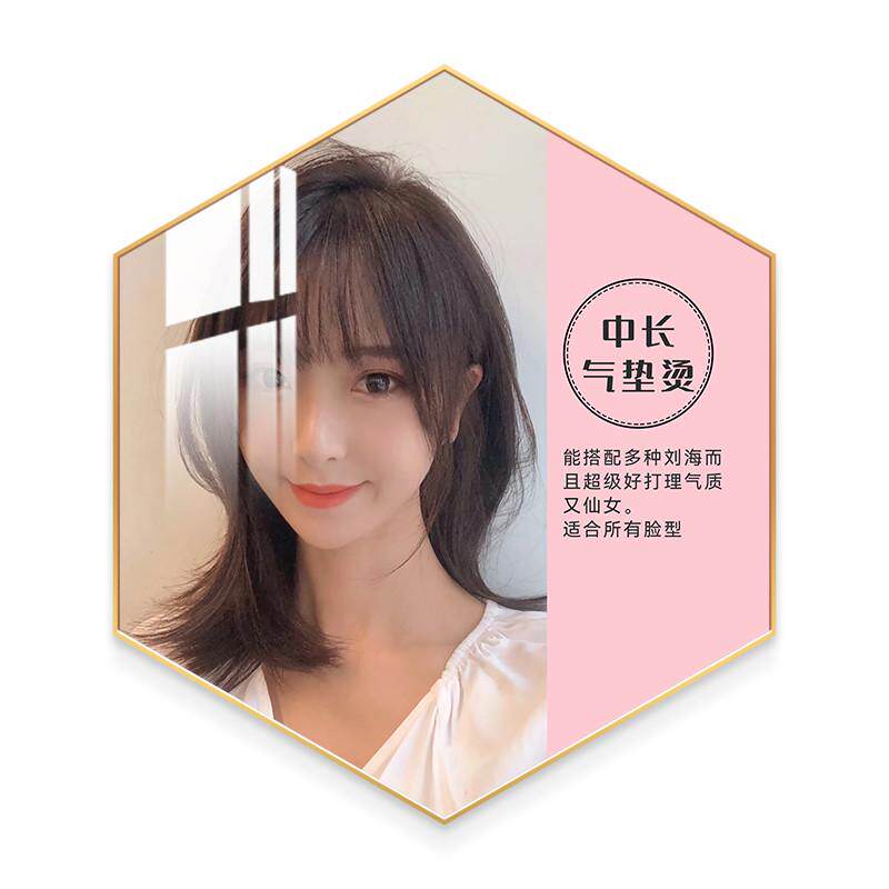 wbz7理发店发型挂画造型2023新款发廊美发店墙面装饰画六边形图片