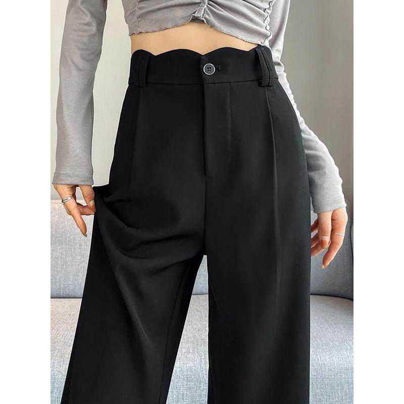 黑色设计感女春秋款梨形身材大码胖mm显瘦垂感阔腿裤,女装/女士精品,大码裤装,淘宝优惠券,粉丝福利购,淘宝优惠卷