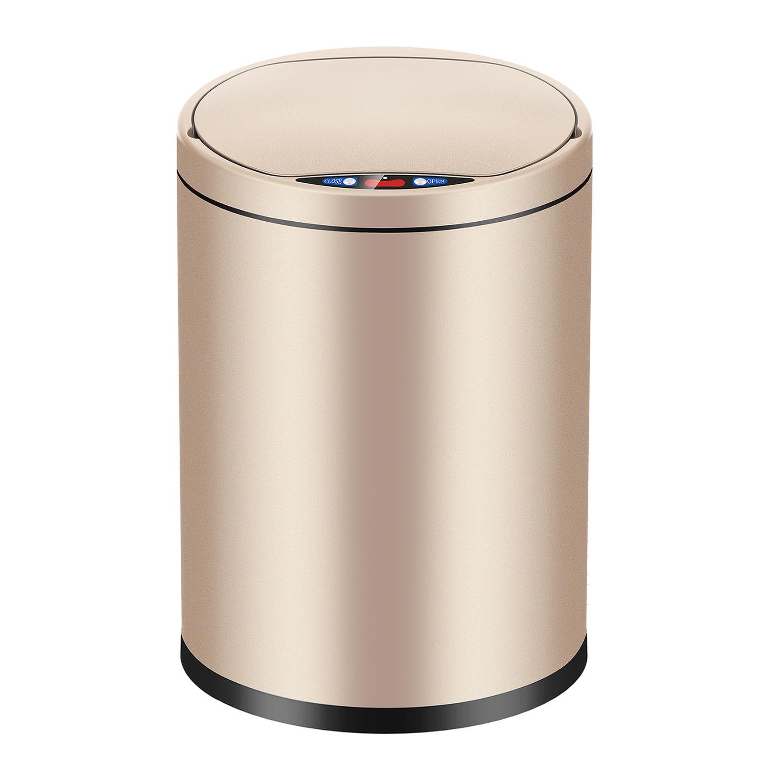奥尔丰不锈钢智能卫生间家用客厅厨房自动感应垃圾桶电动香槟金筒