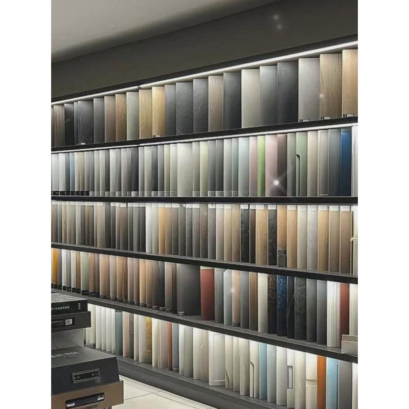 全屋斜放色板展示架生态板橱柜门板色卡石材小样架亚克力展架