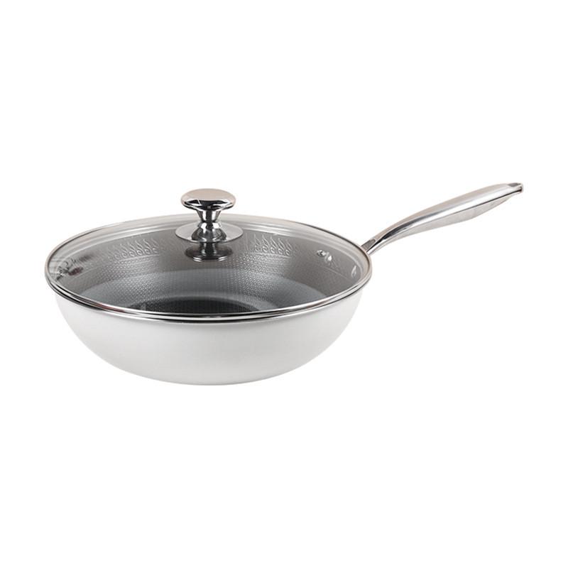 严选23炒菜锅家用316不锈钢铁锅超轻便炒锅中式不粘锅新款平底锅
