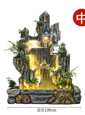 创意酒店庭院喷泉客厅树脂落地装饰假山流水摆件会所水幕墙