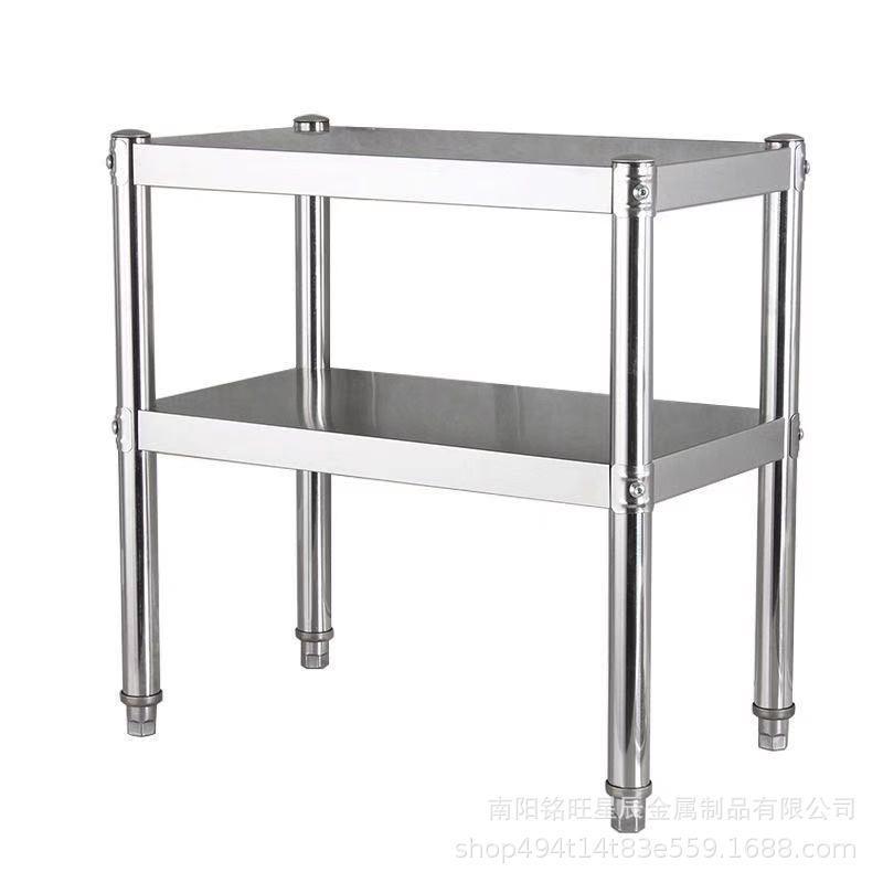 不锈钢置物架两层60高工厂直销厨房微波炉收纳架阳台架