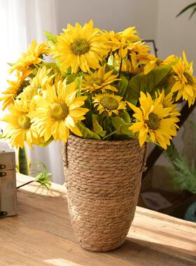 僮草编烨织花篮大号花瓶摆件客厅芦苇干花现代简约藤编花盆插花桶