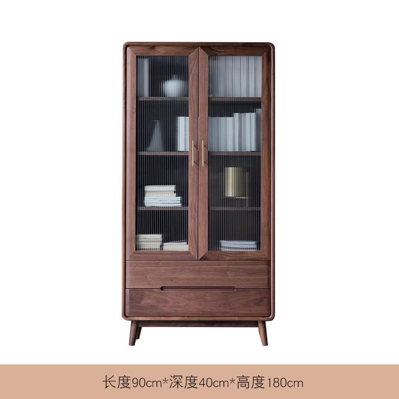 源头工厂北美黑胡桃木书柜全实木北欧简约收纳置物柜客厅书架书柜