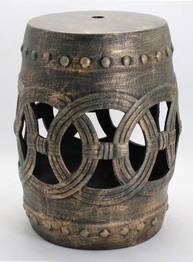 z54g新鼓凳复古陶瓷古典古铜色陶瓷凳子样品房坐墩花架瓷墩子古