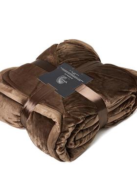 Lively毛毯秋冬北欧风法兰绒毯子双层加厚6斤重包边加绒空调盖毯