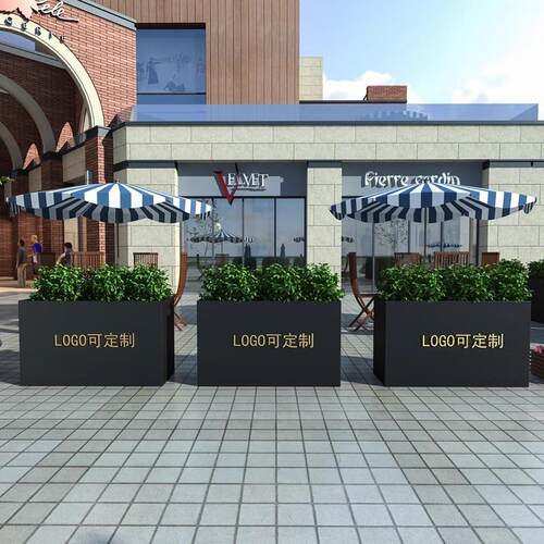 户外花箱外摆广场隔断长方形花盆花坛花槽不锈钢种植箱马路分流栏