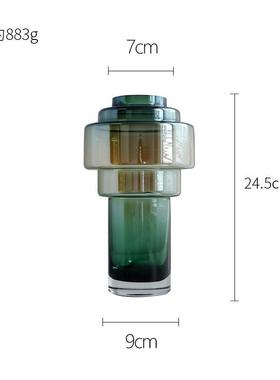 高级感远北欧风透明玻璃花瓶视轻奢创意现代花器电镀插花家居摆件