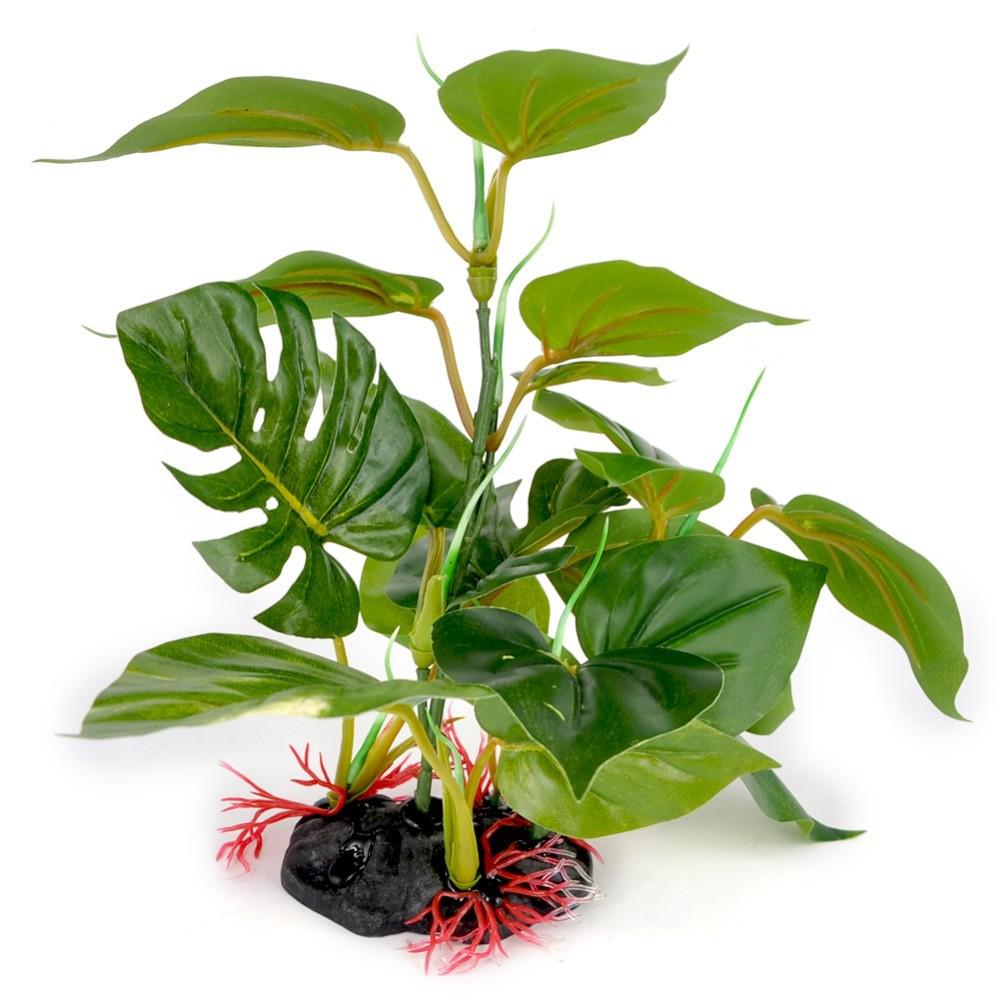 爬虫箱仿真水草水族箱布景龟鱼缸造景观赏水植物龟背竹中水溶叶