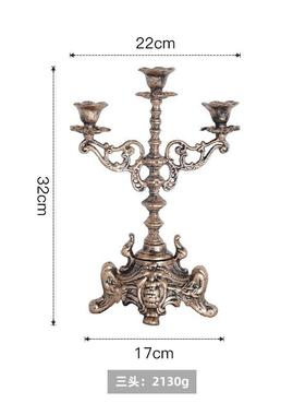 欧式创意三头五头复古铸铁雕花家居摆件客厅烛台婚庆浪漫蜡烛台