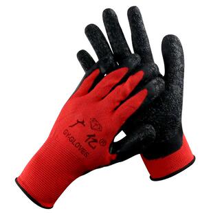 劳保手套 389尼龙皱纹手套耐磨防滑浸涂挂胶工作防护建筑工地搬运