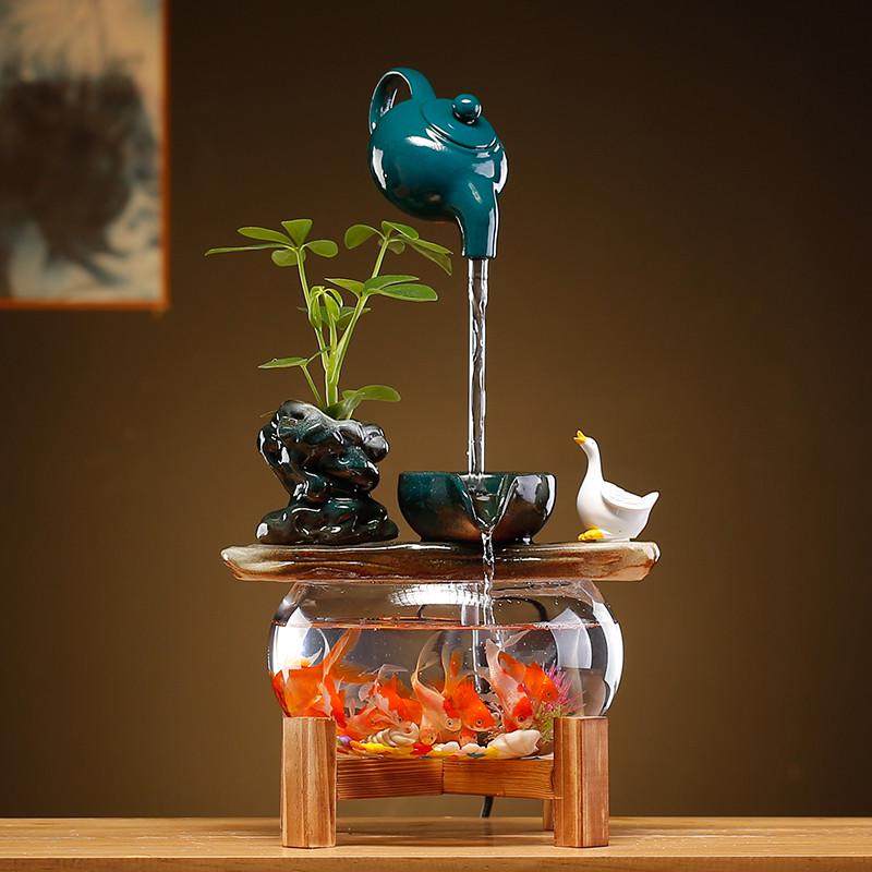 循环流水器生财摆件客厅家居桌面玻璃鱼缸景观办公室开业礼品,家居饰品,装饰摆件,淘宝优惠券,粉丝福利购,淘宝优惠卷