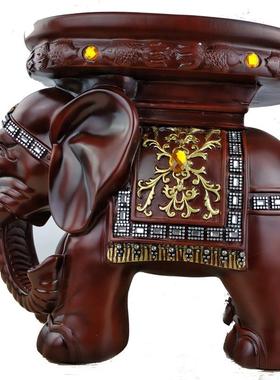 吉祥招财玄关摆件批发仿木大象工艺品树脂换鞋凳中国风创意礼品