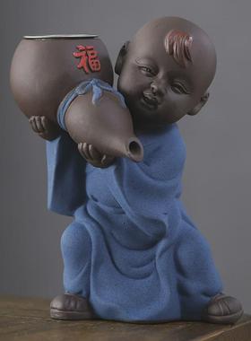 茶宠小和尚小孩茶漏茶滤杯茶盘茶壶茶台摆件功夫泡茶道过滤紫砂