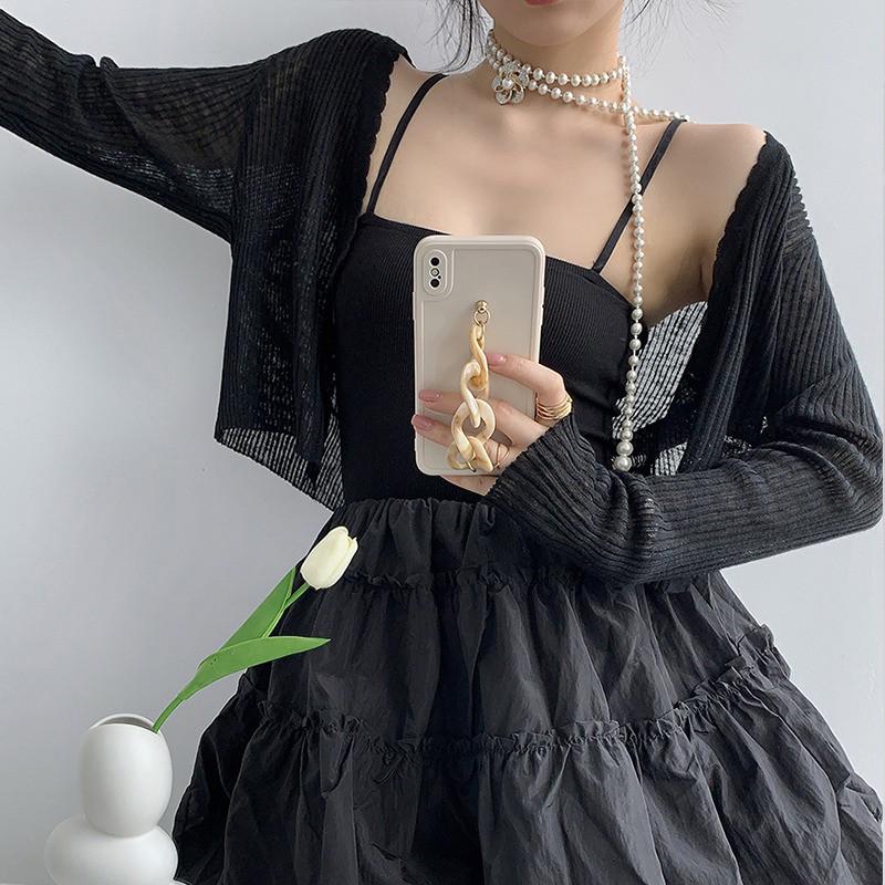 新品防晒针织开衫女夏季2025新款吊带外搭披肩外套薄款罩衫高级感