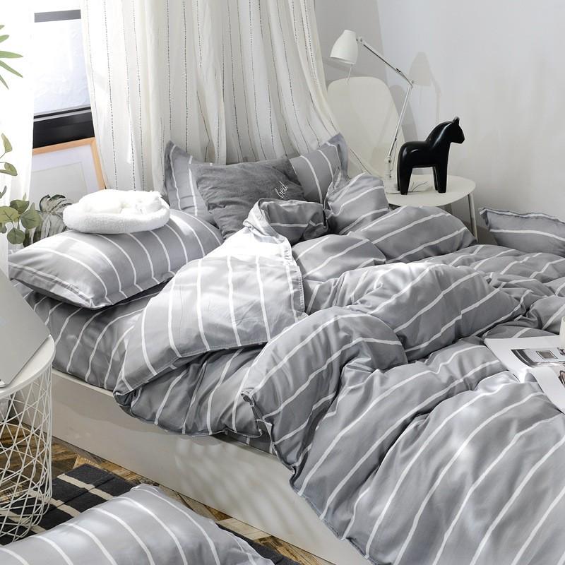 ins四件套床上用品亲肤透气水洗棉芦荟棉床单学生宿舍三件套被套