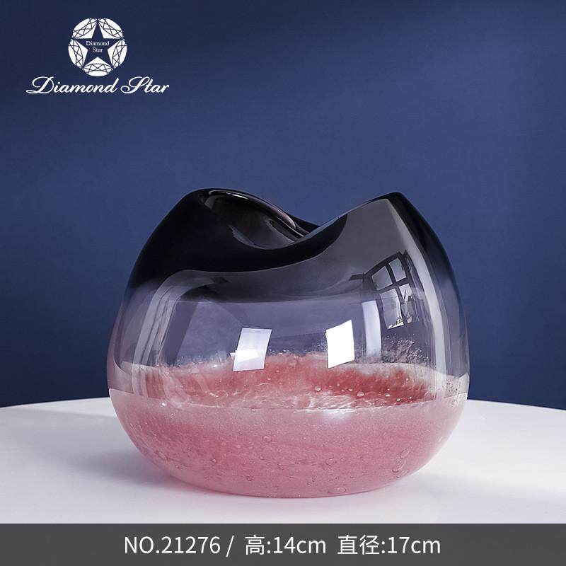 渐变粉高级感创意玻璃花瓶水培插花器高家居值颜软装装饰批发摆件
