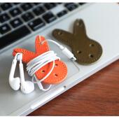 山叩sainkho真皮数据线收纳创意耳机线绕线器集线器牛皮可爱动物