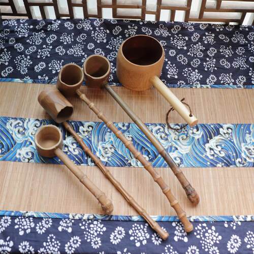 陶瓷分茶勺长柄煮茶勺子蒸茶器分茶汤勺茶水舀茶勺木质手把舀茶匙