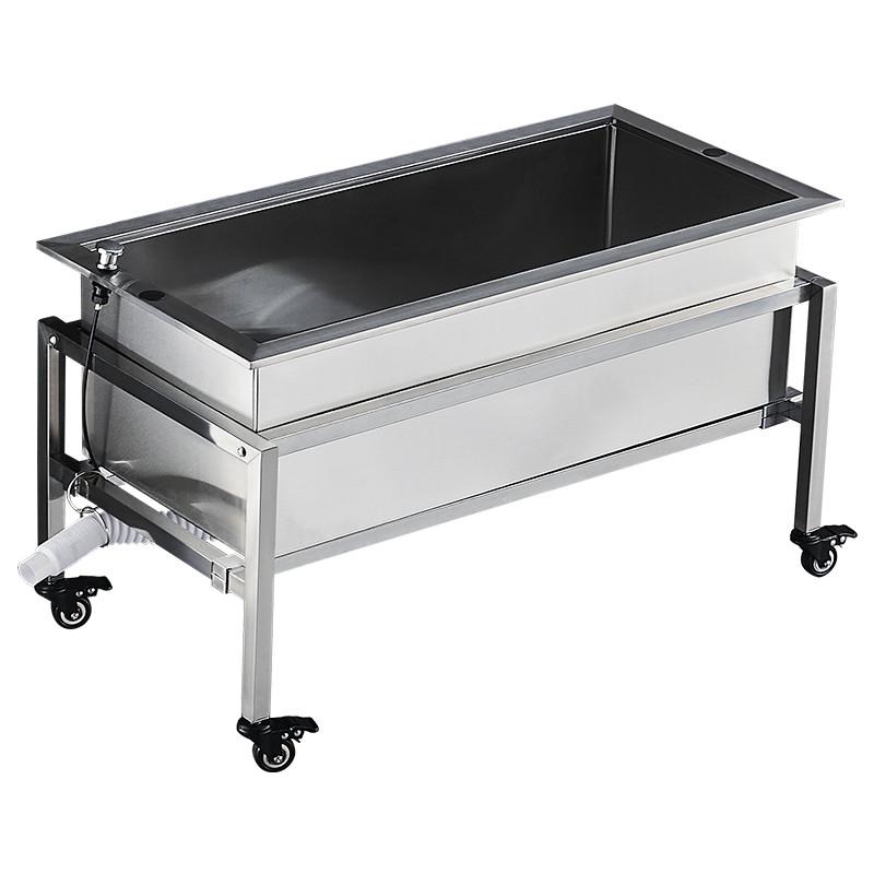 热销不锈钢拖把池商用长方形洗拖布池地拖盆落地式家用阳台移动墩