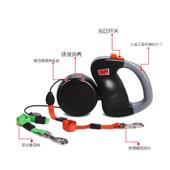 宠物用品 狗链子厂家直销 自动伸缩牵引绳一拖二双头 创意遛狗绳