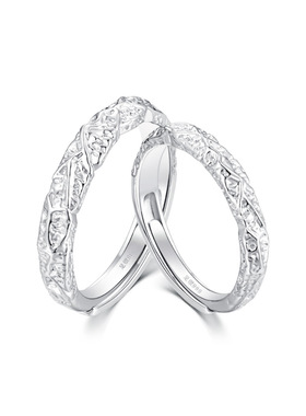 s999纯银熔岩之恋对戒小众高级不规则糖果纸情侣素圈开口戒可调节