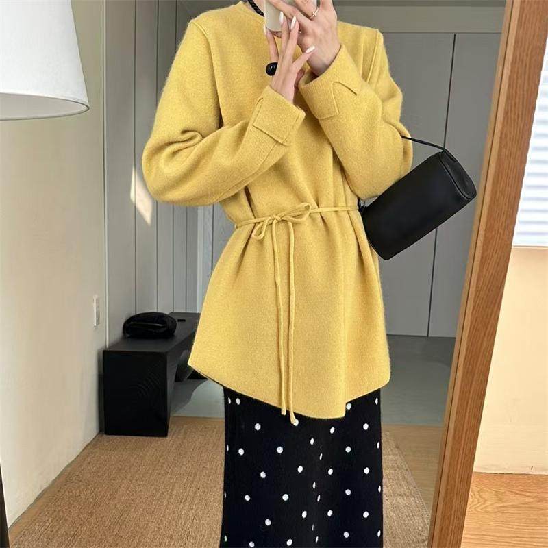 2025冬季新款韩版小众针织收腰绑带浣熊绒毛衣女时尚百搭显瘦上衣,女装/女士精品,毛针织衫,淘宝优惠券,粉丝福利购,淘宝优惠卷