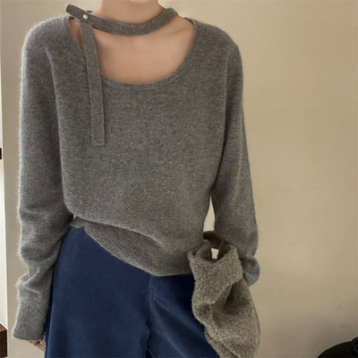 气质洋气圆领羊绒针织衫打底内搭