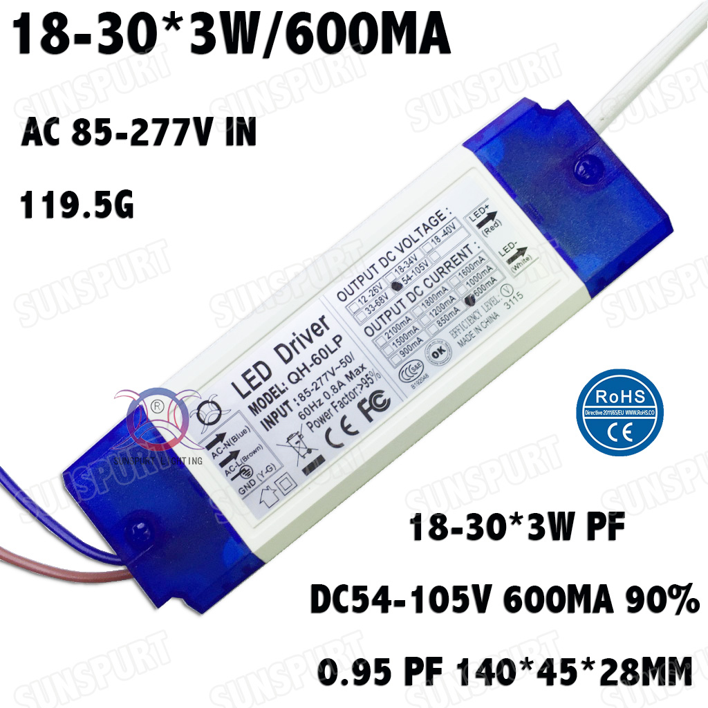 led驱动电源厂家直销10-30*3w高pf外置AC85-277V DC30-105V 600ma