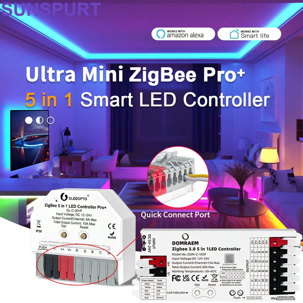 ZigBee3.0 5 in 1 LED Controller Pro 12-24V 5合1控制器GL-301P