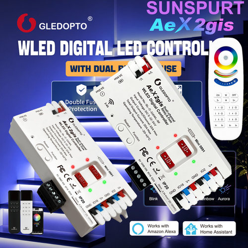 RF两路WLED以太网SPI可寻址幻彩灯带2812 Thread Matter控制器PWM