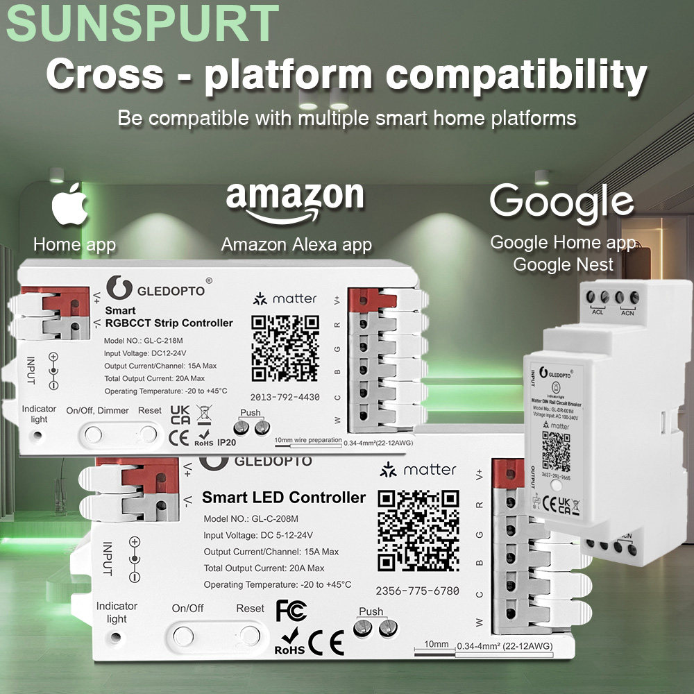 GLEDOPTO×Amazon亚马逊专属ACK Matter智能RGBCCT灯带控制器WLED