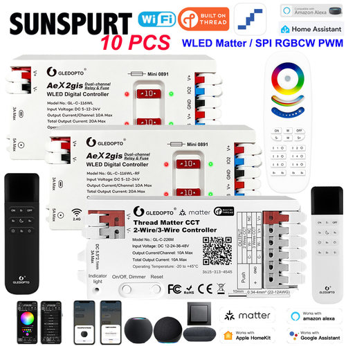 WLED新品RF遥控ESP32二路输出幻彩116/226Matter控制器PWM Thread